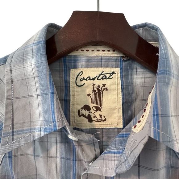 Men's Coastal Blue Plaid Wester Shirt - Picture 3 of 9